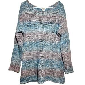 Sundance Mohair Sweater Knitted Tunic Boat Neck Striped Multicolor Medium